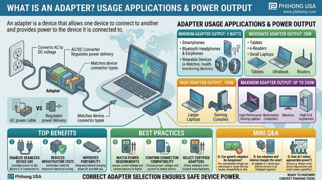 Adapter Usage Applications & Power Output