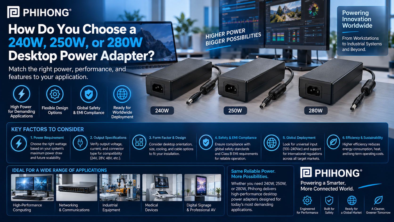 Best Guide to High-Wattage Desktop Power Adapters: How Do You Choose a 240W, 250W, or 280W Desktop Power Adapter?