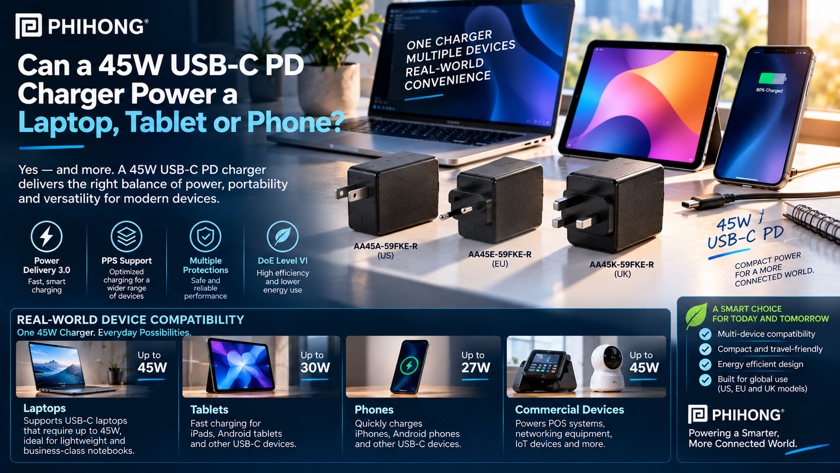 Can a 45W USB-C PD Charger Power a Laptop, Tablet or Phone?
