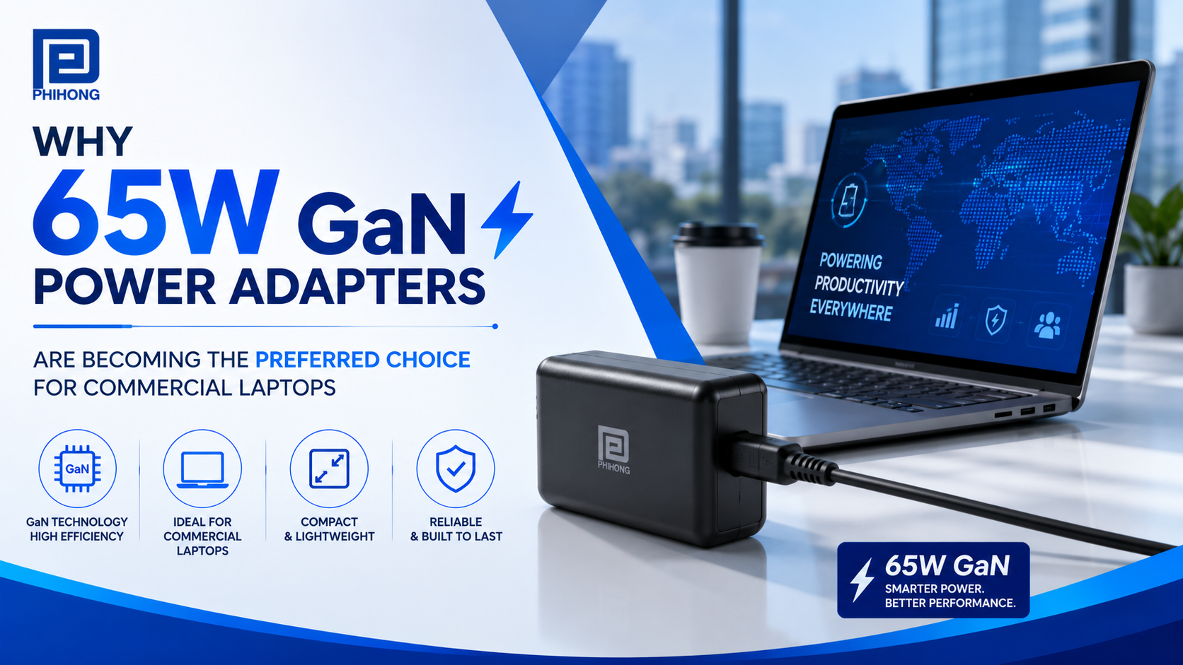 Why 65W GaN Power Adapters Are Becoming the New Standard for Commercial Laptops