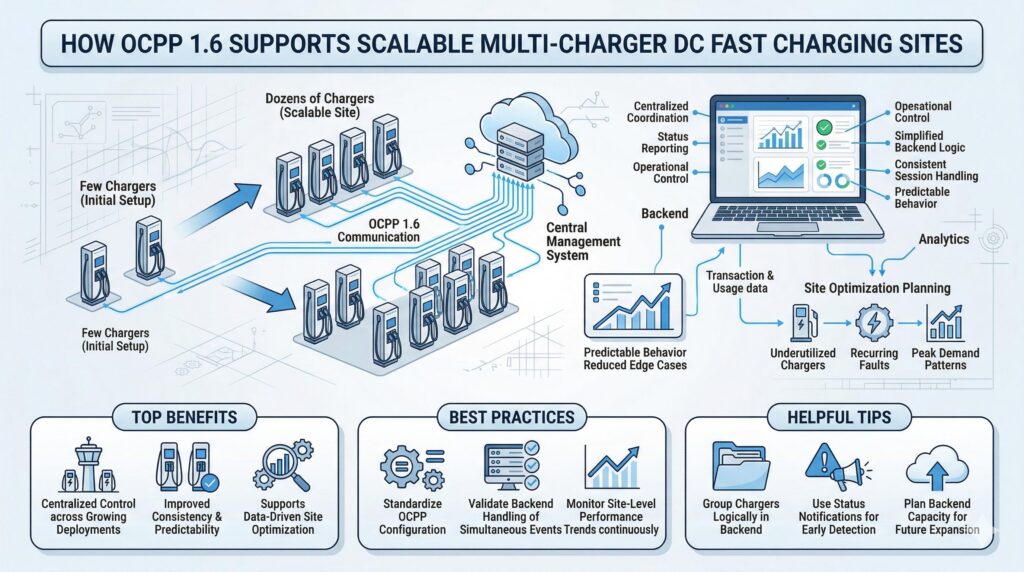 How OCPP 1.6 Supports Scalable Multi-Charger DC Fast Charging Sites