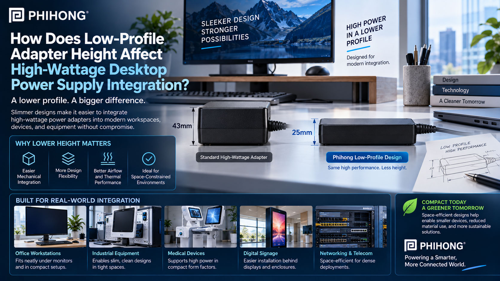 How Does Low-Profile Adapter Height Affect High-Wattage Desktop Power Supply Integration?