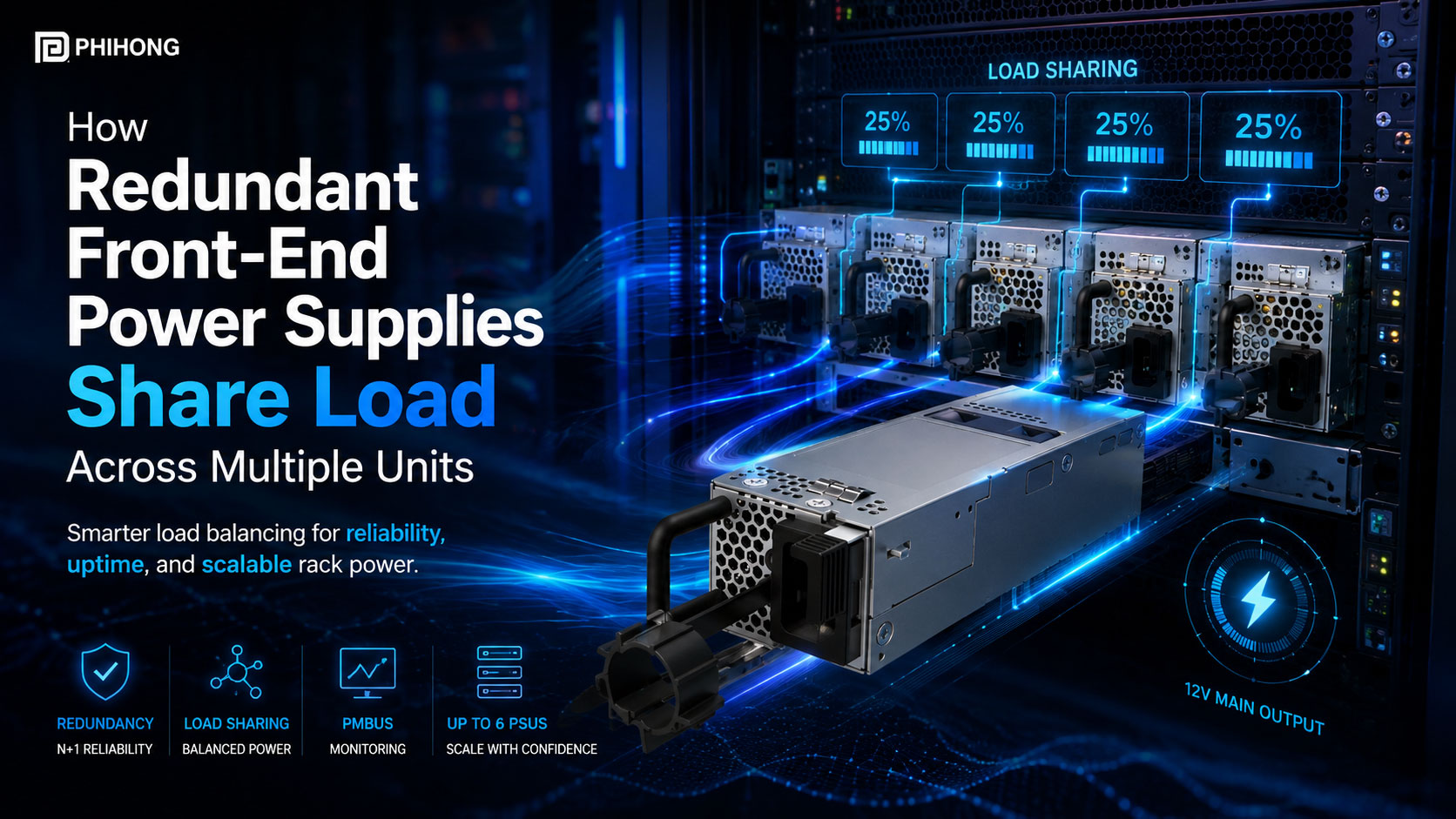How Redundant Front-End Power Supplies Share Load Across Multiple Units