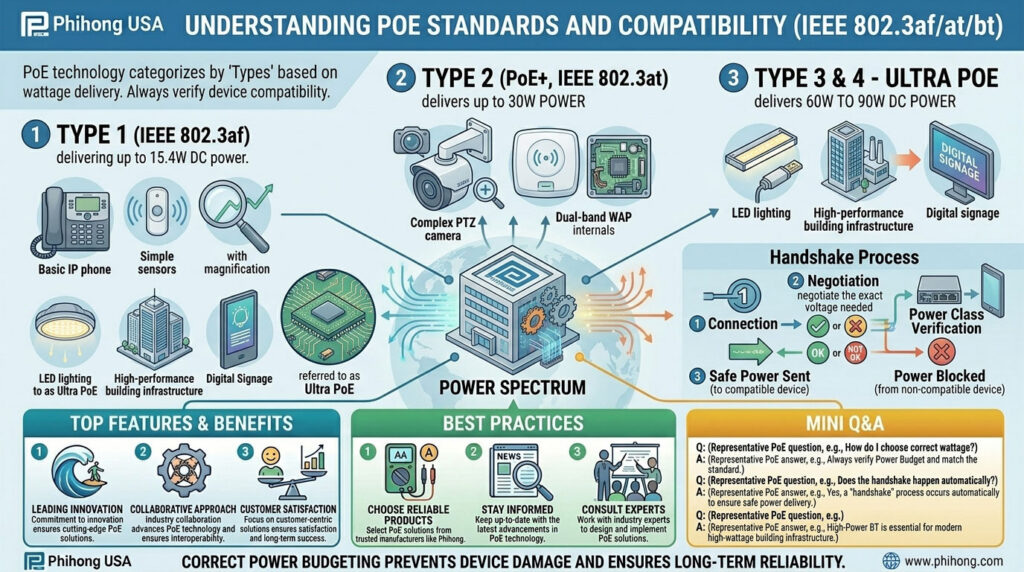 Understanding PoE Standards and Compatibility (IEEE 802.3af/at/bt)
