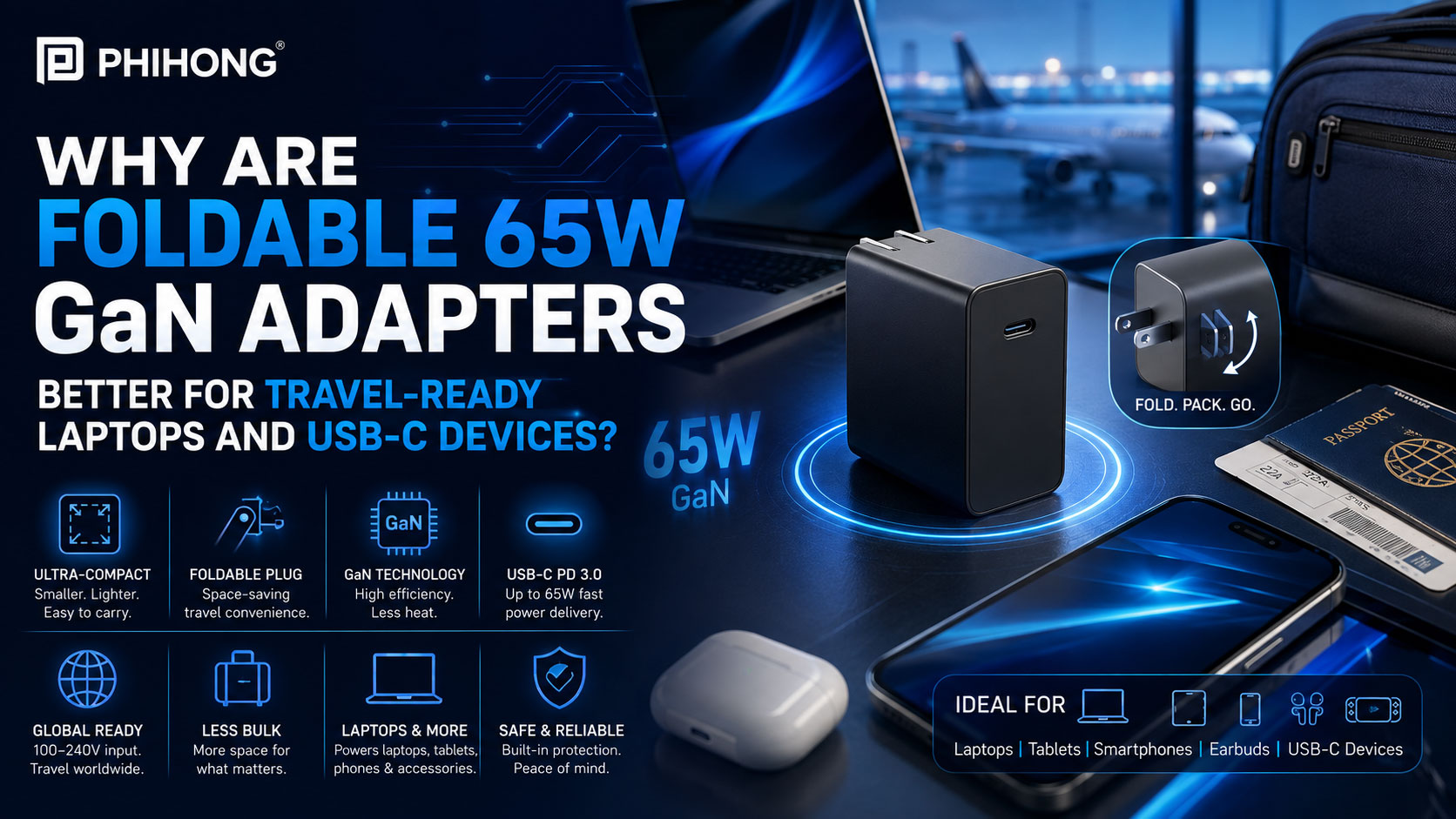 Why Are Foldable 65W GaN Adapters Better for Travel-Ready Laptops and USB-C Devices?