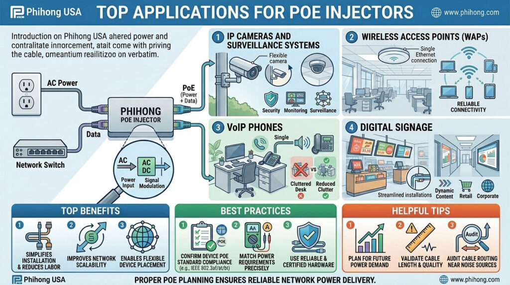 Top Applications for PoE Injectors